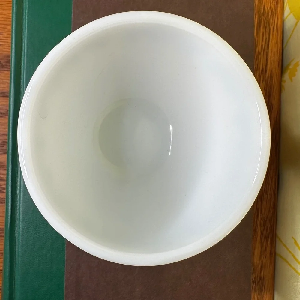 Vintage Corning Blue Snowflake Garland Milk Glass Bowl White Small Custard Cup